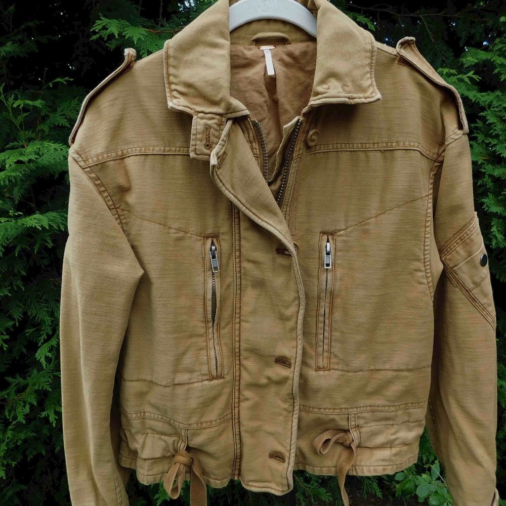 Free People Tan Utility Drawstring Jacket